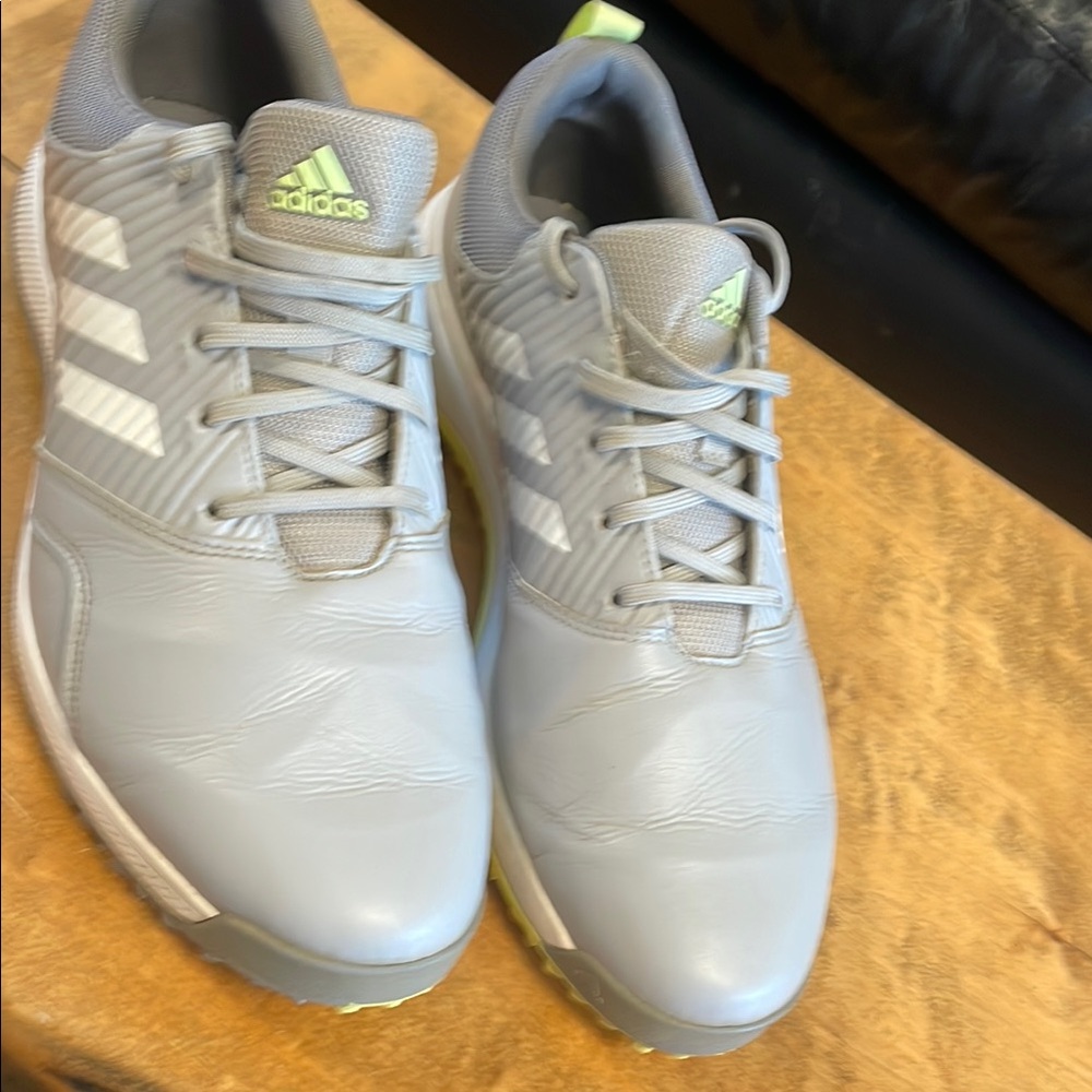 Adidas Gray and White Athletic GOLF ⛳️ Shoes with Cushioned Midsole